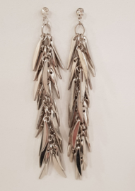 Long silver-colored earrings