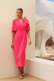 Fuchsia midi-jurk - Linea Raffaelli Casual Chique