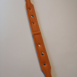 Set lederen halsband met edelweiss (orange)  en  bijpassende lijn, hand gemaakt
