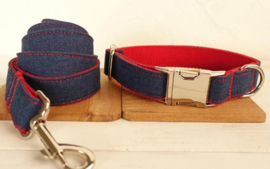 jeans / rood  halsband en lijn set