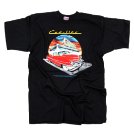 VINTAGE CADILLAC  & DINER  T SHIRT BLACK