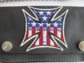 LUCKY 13 IRON CROSS USA  WALLET LEATHER BLACK