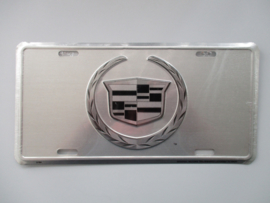 KENTEKENPLAAT CADILLAC LOGO SILVER METAAL