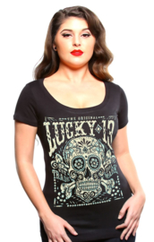 LUCKY 13  MADEIRA MUERTE SCOOP LADIES T SHIRT