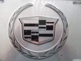 KENTEKENPLAAT CADILLAC LOGO SILVER METAAL