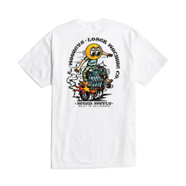 LOSER MACHINE X  MOONEYES POWER SLIDE T-SHIRT WHITE
