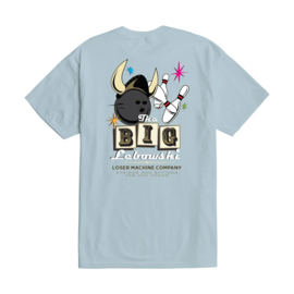 LOSER MACHINE X THE BIG LEBOWSKI STRIKES & GUTTERS  T-SHIRT LIGHT BLUE