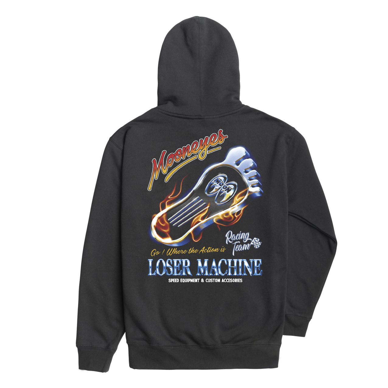 ​ LOSER MACHINE X MOONEYES RED HOT HOOD FLEECE BLACK