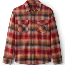 BRIXTON BOWERY  FLANNEL LONG SLEEVE SHIRT  DARK BRICK