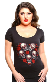 LUCKY 13 CINCO DE MUERTE WOMEN'S SCOOP NECK TEE