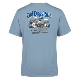OLD GUYS RULE  'OLD DOGS  RULE'  T-SHIRT  STONE BLUE