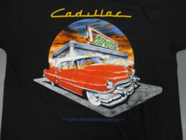 VINTAGE CADILLAC  & DINER  T SHIRT BLACK