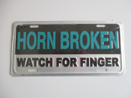 KENTEKENPLAAT  HORN BROKEN