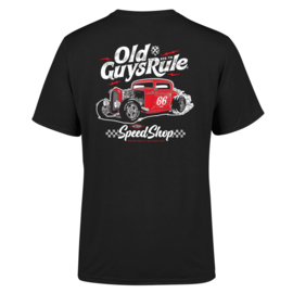 OLD GUYS RULE  'SPEED SHOP' T-SHIRT  BLACK