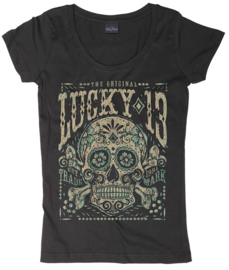 LUCKY 13  MADEIRA MUERTE SCOOP LADIES T SHIRT