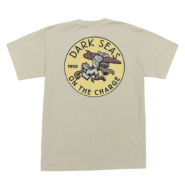 DARK SEAS ON THE CHARGE ORGANIC COTTON T-SHIRT ANTIQUE WHITE