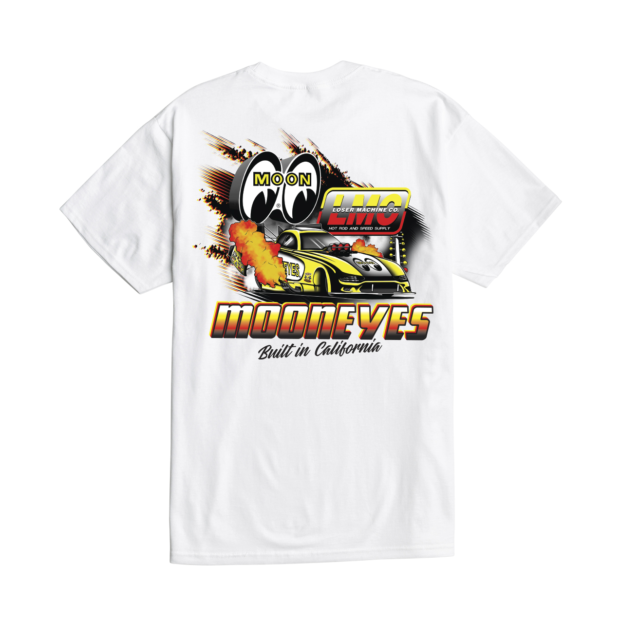 LOSER MACHINE X MOONEYES BURN OUT T-SHIRT WHITE