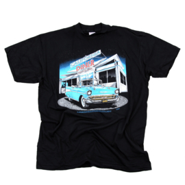 VINTAGE CHEVROLET  & DINER  T SHIRT BLACK