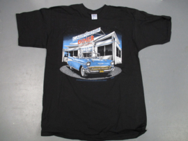 VINTAGE CHEVROLET  & DINER  T SHIRT BLACK