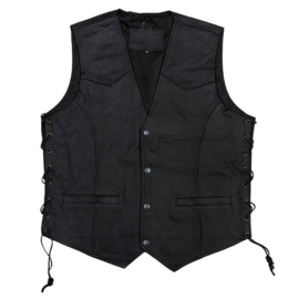 BIKER VEST LEATHER BLACK