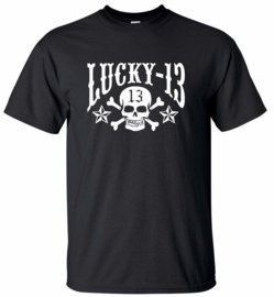 LUCKY 13 SKULL STARS SHORT SLEEVE T SHIRT BLACK