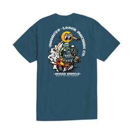 LOSER MACHINE X  MOONEYES POWER SLIDE T-SHIRT HARBOR BLUE