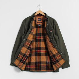 DICKIES LINED DUCK SHIRT JACKET RELAXED OLIVE GREEN