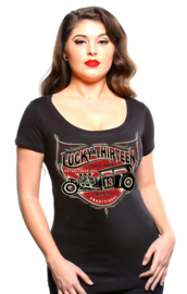 LUCKY 13  LADY HOT RODDER WOMEN'S SCOOP NECK TEE