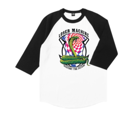 LOSER MACHINE PSYCHED RAGLAN T-SHIRT WHITE / BLACK