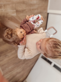 Poppenkleding setje - Colorfull Flower Sweater Knoopmutsje