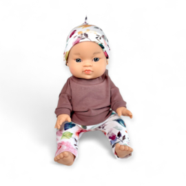 Poppenkleding setje - Colorfull Flower Sweater Knoopmutsje