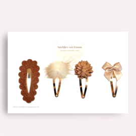 Haarspeldjes Set van 4 - Mokka Flower