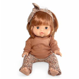 Poppenkleding setje - Flared Legging Small Rib Flower