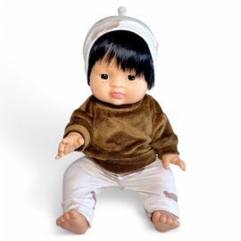 Poppenkleding setje - Sweater Velvet Rib Love you Bearly