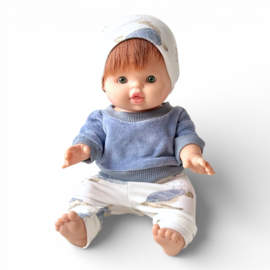 Poppenkleding setje -  Sweater velvet  Schildpad Mistiq Blue