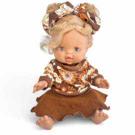 Poppenkleding setje - Rokje Retro Flower Sweater