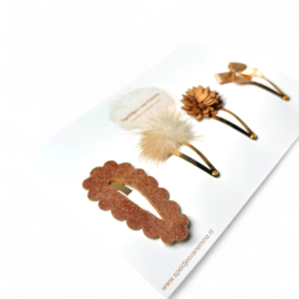 Haarspeldjes Set van 4 - Mokka Flower