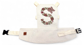 Poppendraagzak - Glitter Ecru met Letter