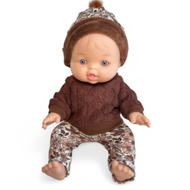 Poppenkleding setje - Cacao Flower Sweater