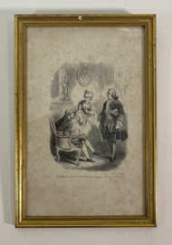 Antieke Franse set lijsten lithografieën Madame Dubarry