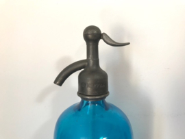 Blauwe sifon fles D. Meffre hevelfles voor spuitwater