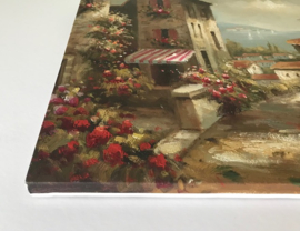 Frans vintage schilderwerk op canvas / doek op spieraam
