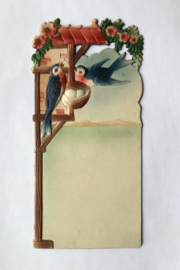 Vintage Dresdner Pappe kartonnen kalender houder zwaluwen