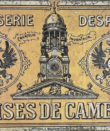 Antieke Franse blikken snoeptrommel Bêtises de Cambrai Confiserie Despinoy