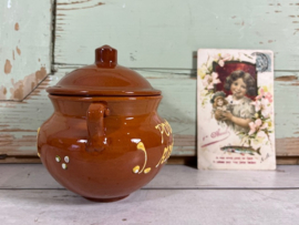 Franse vintage aardewerk pot met deksel afvalbakje Poubelle Apéritif