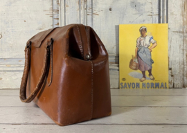 Vintage Franse dokterstas weekendtas bruin leder