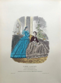 Franse modeprent lithografie La Mode Illustrée 1865