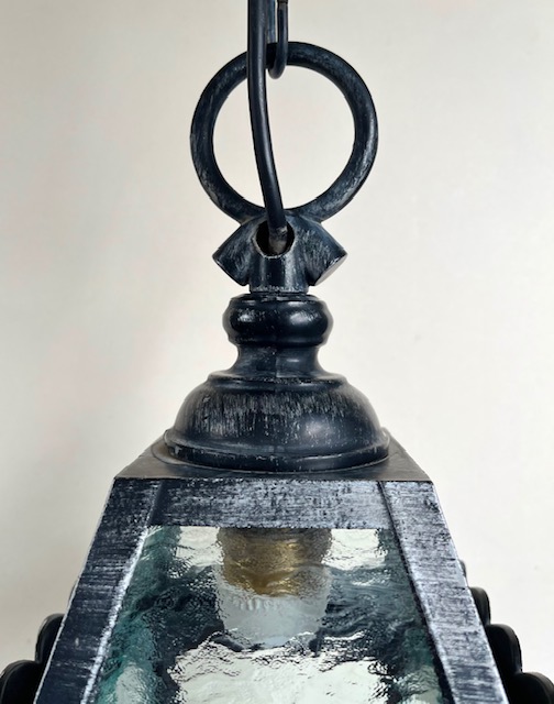 Vintage Franse zwarte hanglamp hal lamp lantaarn model