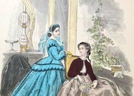 Franse modeprent lithografie La Mode Illustrée 1865
