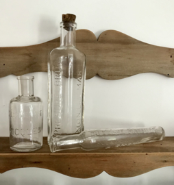 Antieke set medicinale flesjes eau des carmes alcool de menthe de Ricqlès en Presure brun